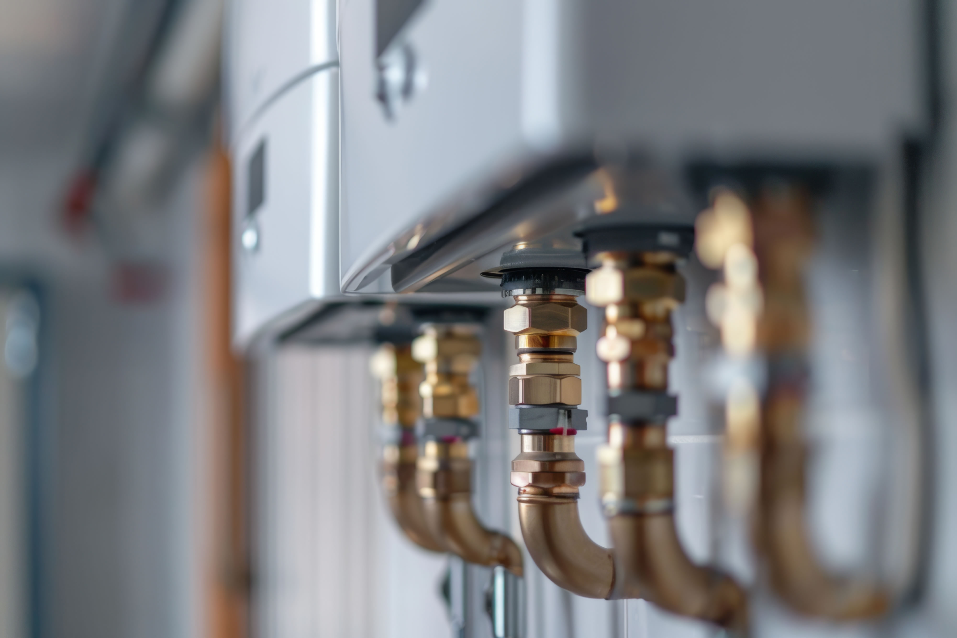 Close-up of heating and pipework installation